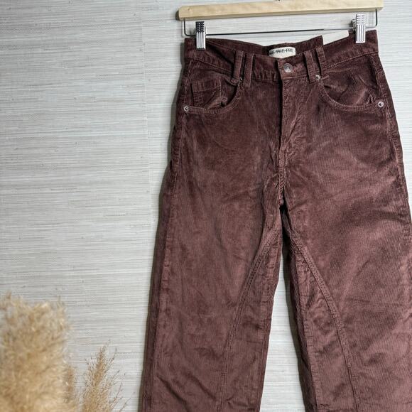 Free People corduroy pants high rise straight cotton blend boho fall winter 29 - Picture 4 of 9